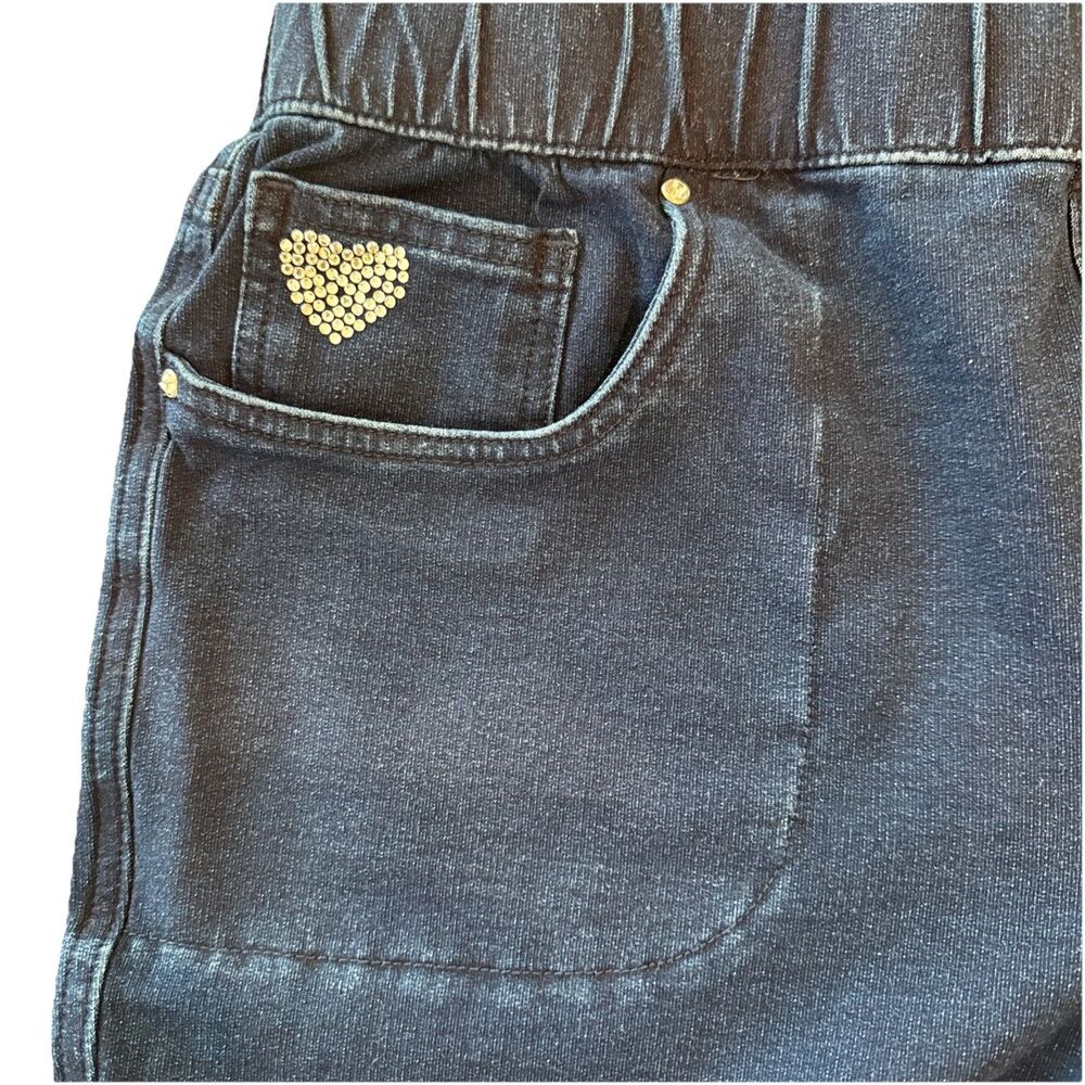 Quacker Factory DreamJeannes Pull On Wide Leg Culotte Pants SZ S Short Dk Indigo - Picture 3 of 10